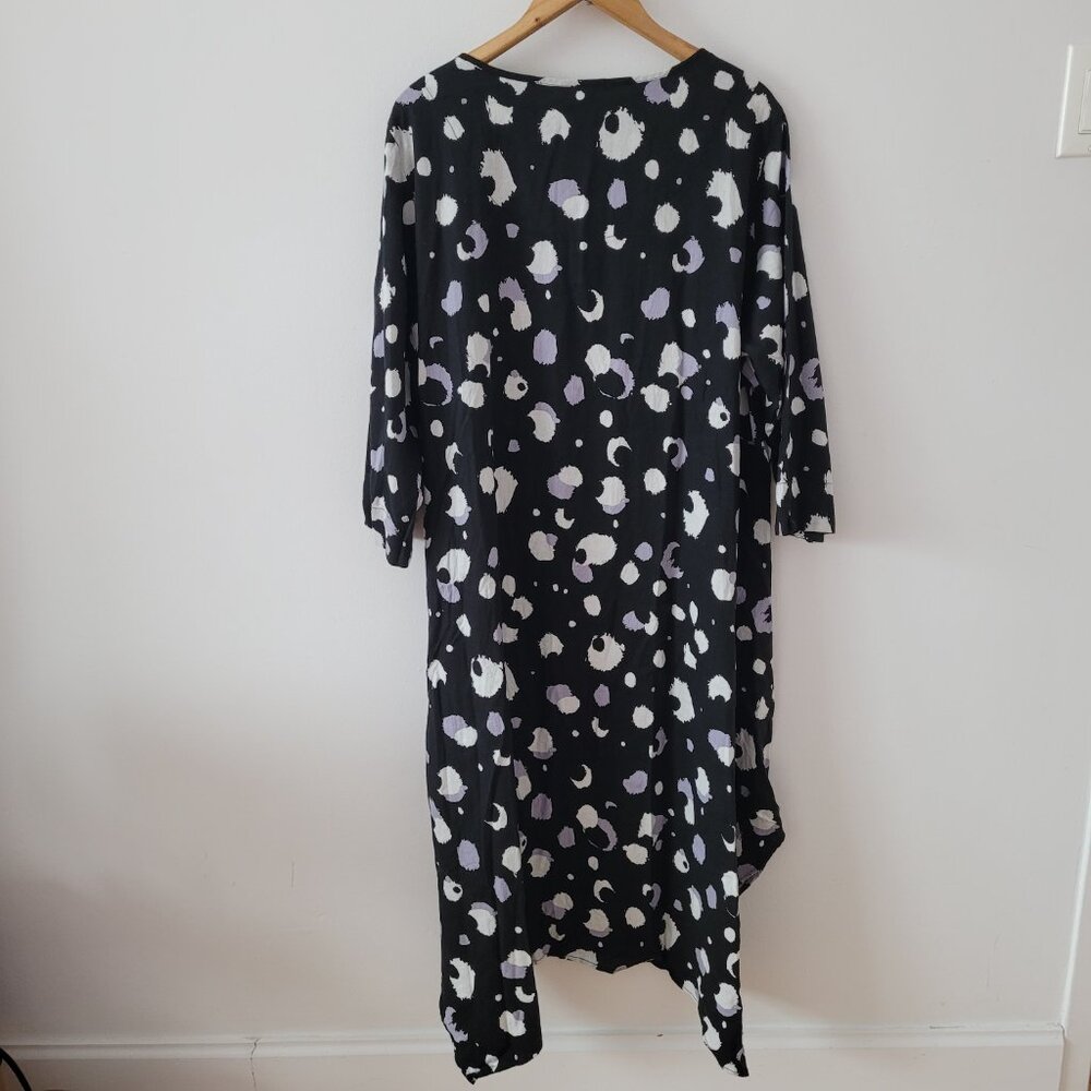 Ulla Popken Flowy Black Dress with Abrstract Grey & White Print-USA 20/22 - Picture 6 of 9